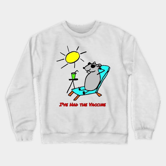 Vaccinated Cartoon Rat Relaxing Crewneck Sweatshirt by Michelle Le Grand